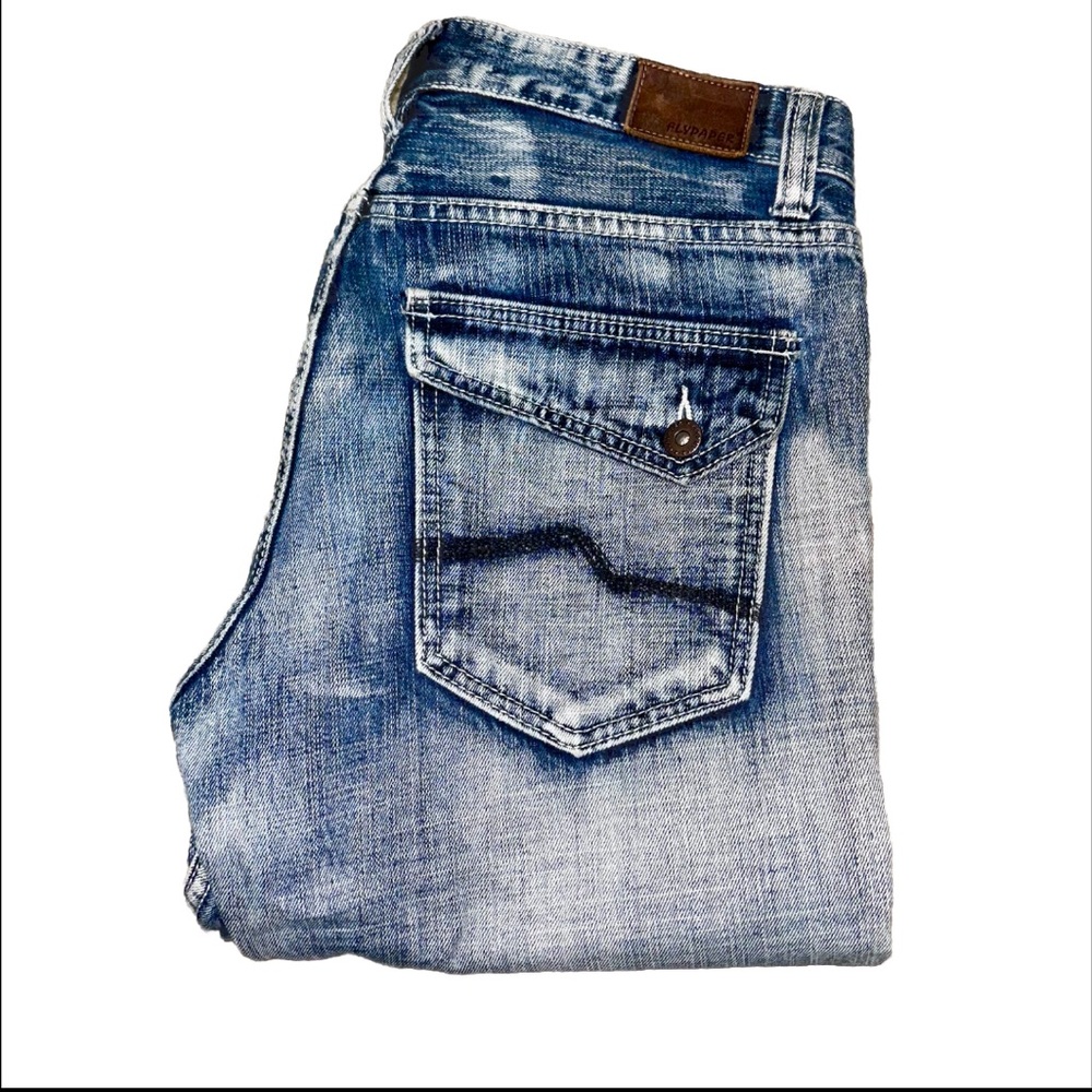 Flypaper Faded Blue Denim Men’s Jeans Bootcut Stretch 30x32